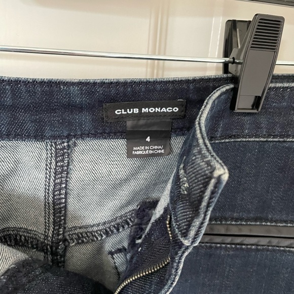 Club Monaco Denim Skirt, Size 4, leather pocket detail. - Picture 3 of 7